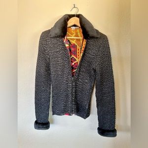 ALBERTO MAKALI reversible jacket with removable faux fur collar & cuffs size S